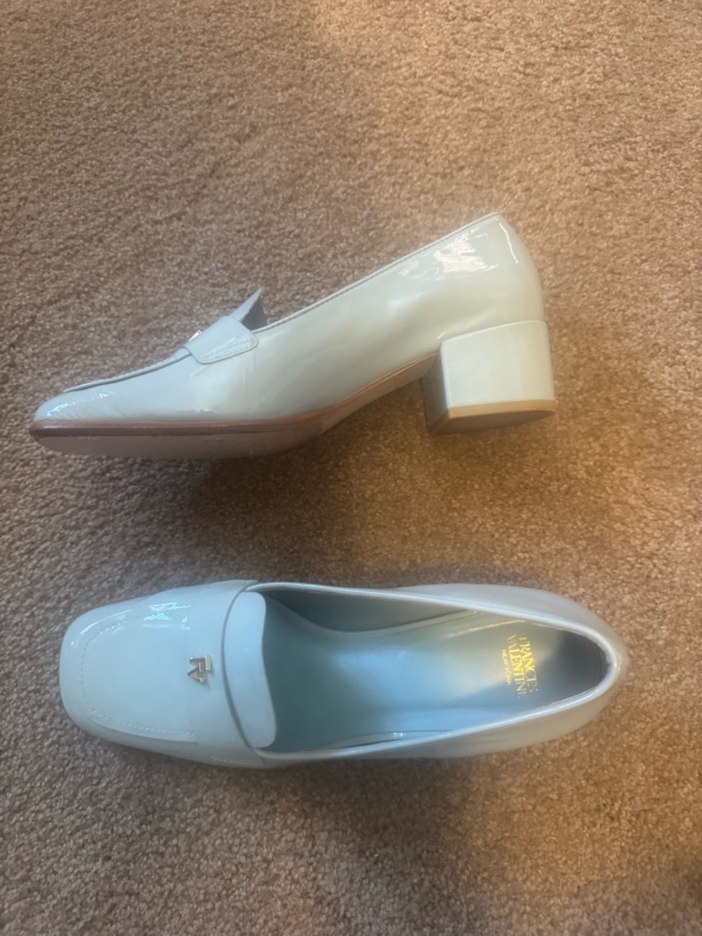 Frances Valentine Powder Blue Patent Leather Loafers. ‘Twiggy’ - Picture 2 of 4